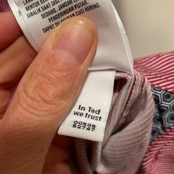 Ted baker mens red striped button down long sleeved collared shirt - Picture 14 of 14